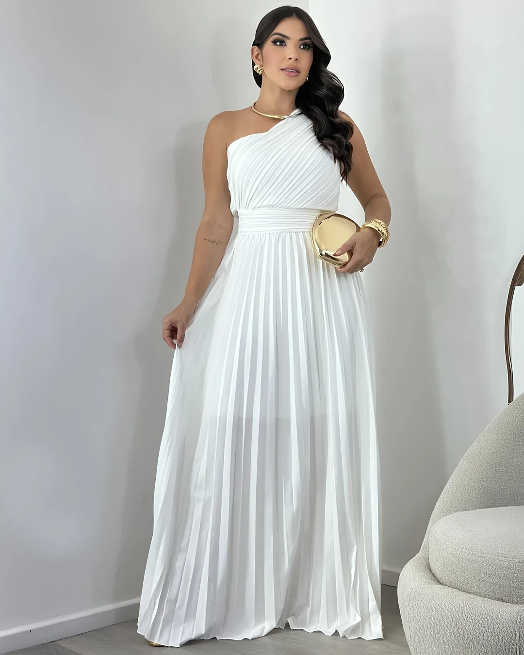 Vestido Longo Plissado