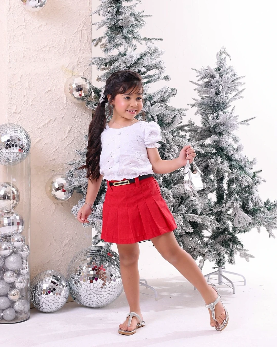Short Saia Infantil Vermelho Encanto
