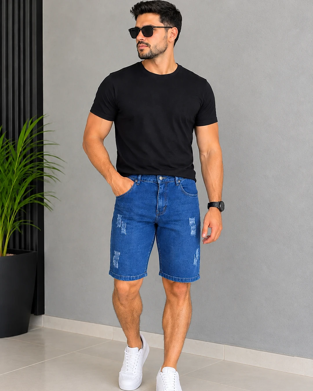 Short Jeans Masculino Destroyed